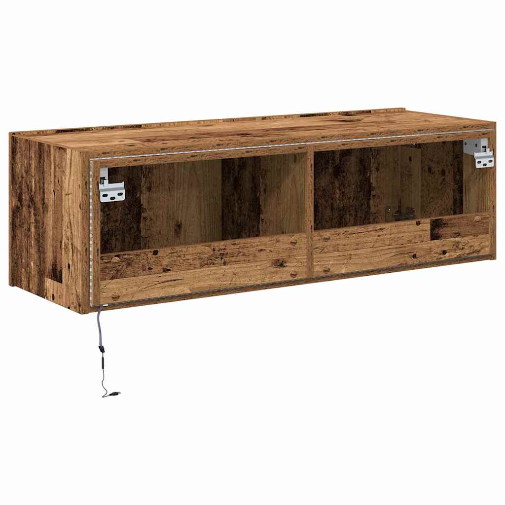 TV-Møbel Tre TV Veggskap med LED-belysning Gamle Tre 100x35x31 cm
