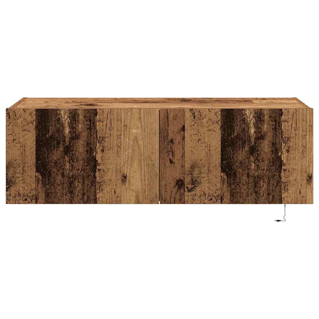 TV-Møbel Tre TV Veggskap med LED-belysning Gamle Tre 100x35x31 cm
