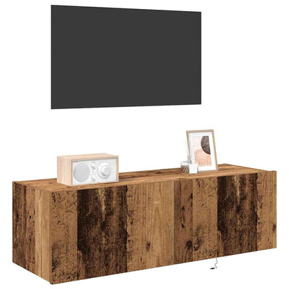 TV-Møbel Tre TV Veggskap med LED-belysning Gamle Tre 100x35x31 cm