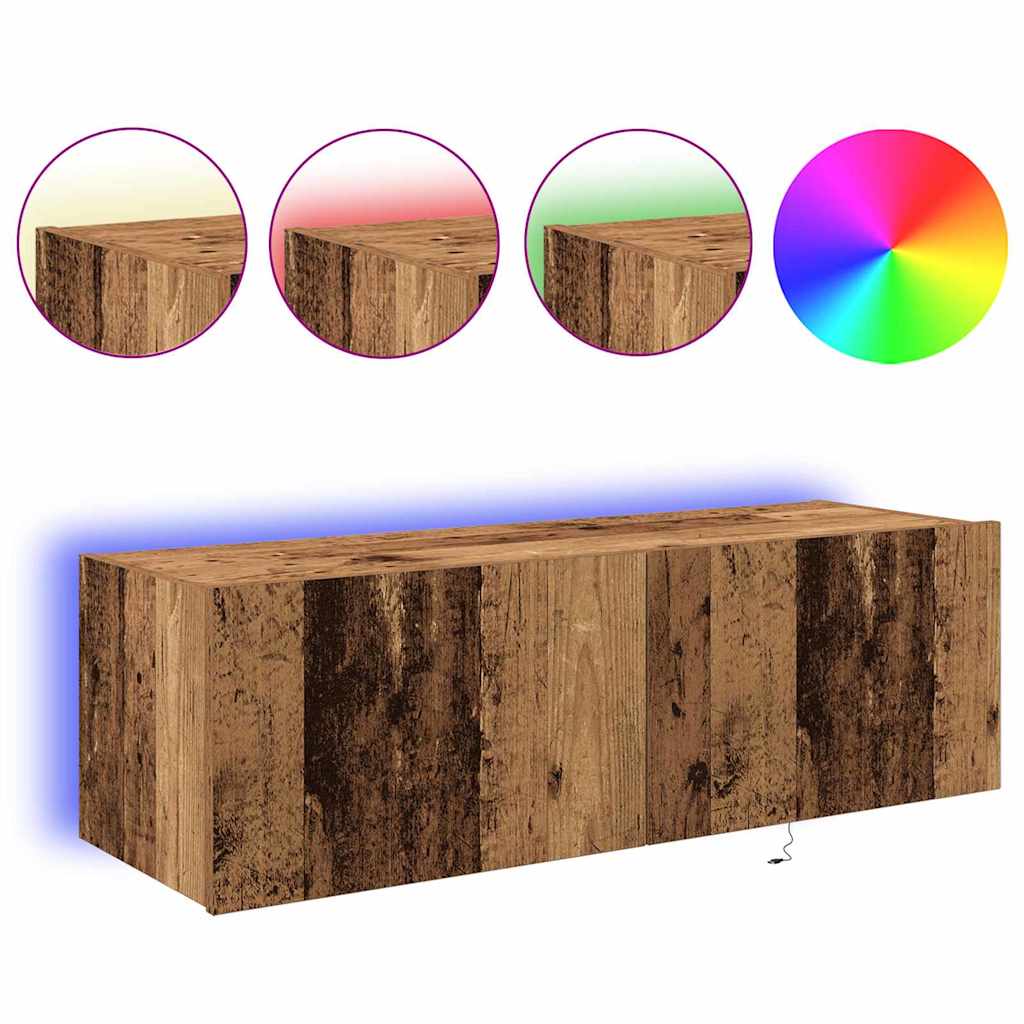 TV-Møbel Tre TV Veggskap med LED-belysning Gamle Tre 100x35x31 cm