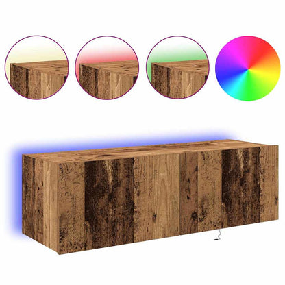 TV-Møbel Tre TV Veggskap med LED-belysning Gamle Tre 100x35x31 cm