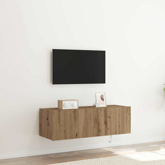 TV-Møbel Artisan Eik TV Veggskap med LED-lamper 100x35x31 cm
