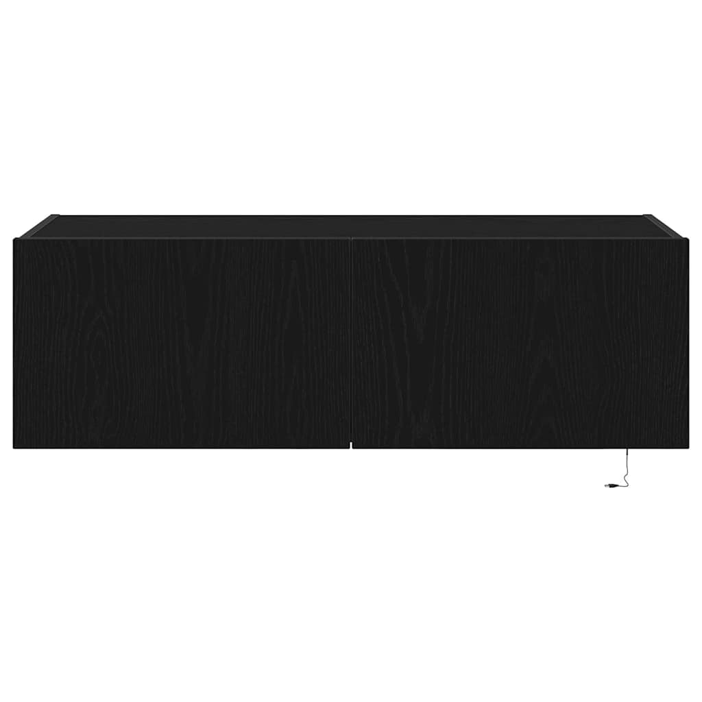 TV-Møbel Svart Eik TV Veggskap med LED Lys 100x35x31 cm