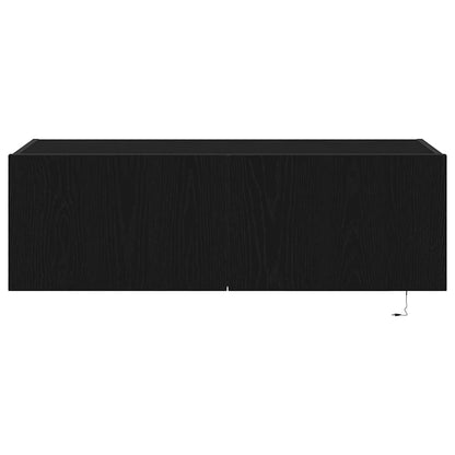 TV-Møbel Svart Eik TV Veggskap med LED Lys 100x35x31 cm