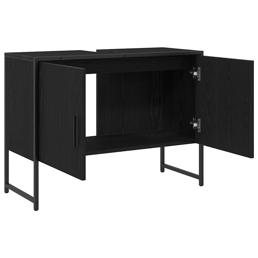 Baderomsvaskeskap Svart Eik 80x33x60 cm Sponplate