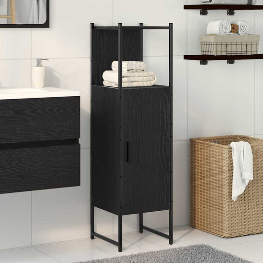 Baderomsskap Svart Eik 33x33x120,5 cm Konstruert Tre