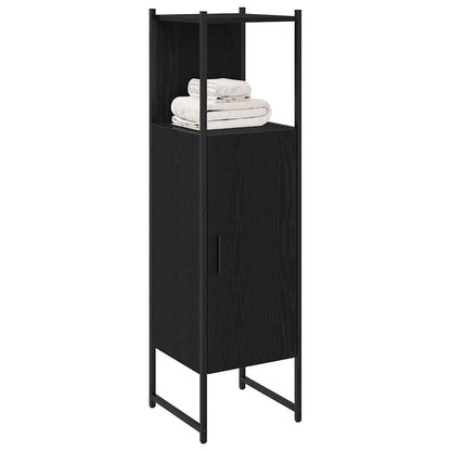 Baderomsskap Svart Eik 33x33x120,5 cm Konstruert Tre