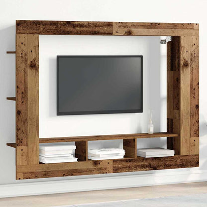 TV-Møbel Tre TV-skap Veggmontert Gammelt Tre 152x22x113 cm
