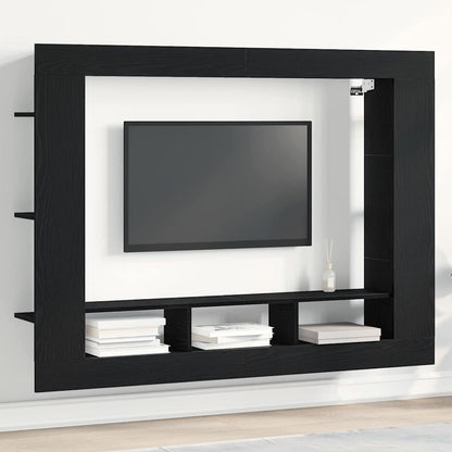 TV-Møbel Svart Eik TV-stativ Veggmontert 152x22x113 cm
