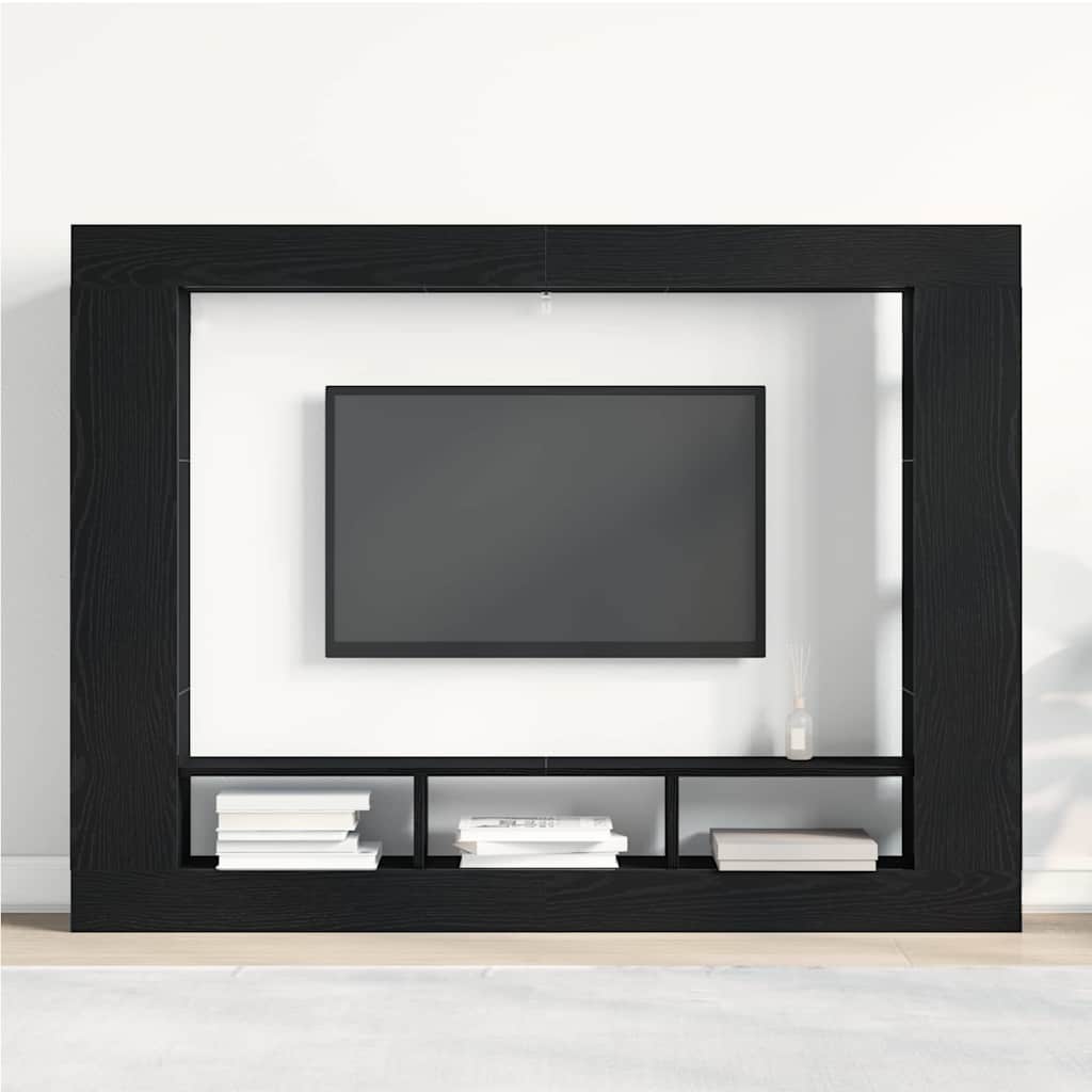 TV-Møbel Svart Eik TV-stativ Veggmontert 152x22x113 cm