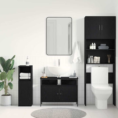 Baderomsvask Cabinet Svart Eik 80x30x60 cm Konstruert Tre