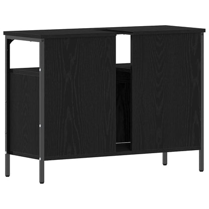 Baderomsvask Cabinet Svart Eik 80x30x60 cm Konstruert Tre