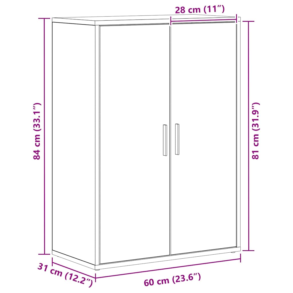 Skjenk Svart Eik 60x31x84 cm