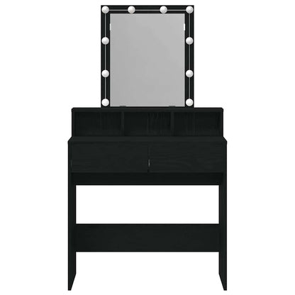 Sminkebord Svart Eik Speil LED