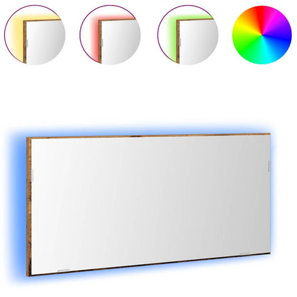 Badspeilskap med LED-lys Gammelt tre 80x37 cm