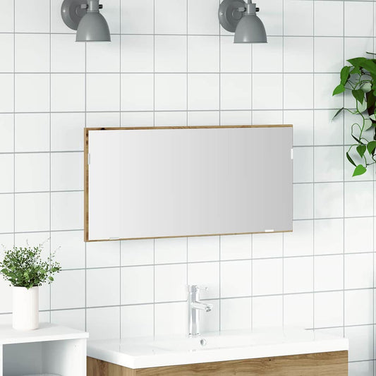 Baderomsspeilskap med LED Lys Eik 80x37 cm