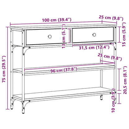 Avlastningsbord konsollbord Svart Eik 100x25x75 cm