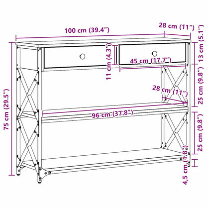 Avlastningsbord konsollbord Svart Eik 100x28x75 cm
