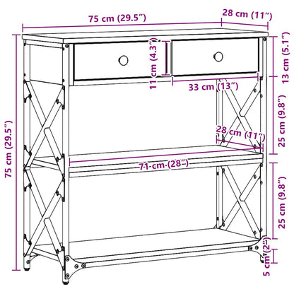 Avlastningsbord Konsollbord Gammelt Tre 75 x 28 x 75 cm Ingeniørtre og metall