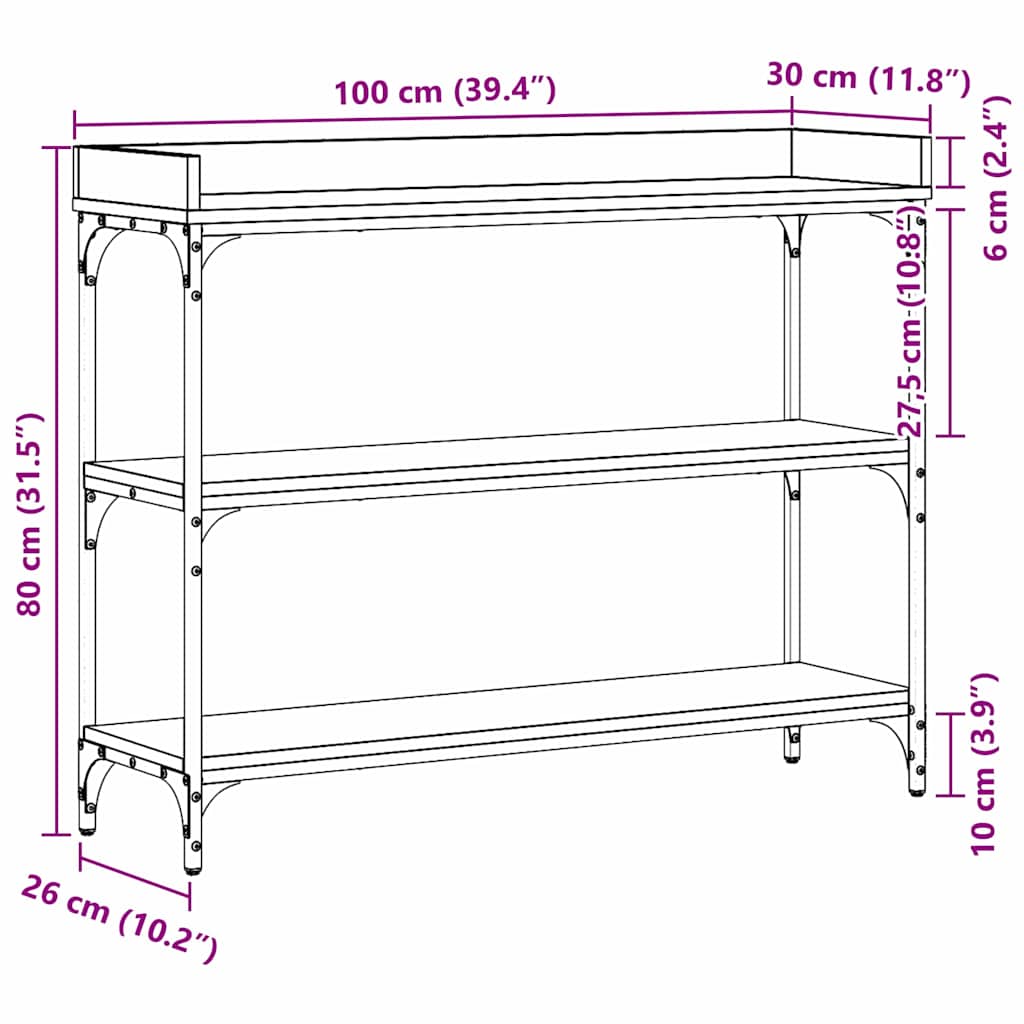 Avlastningsbord konsollbord Svart Eik 100x30x80 cm