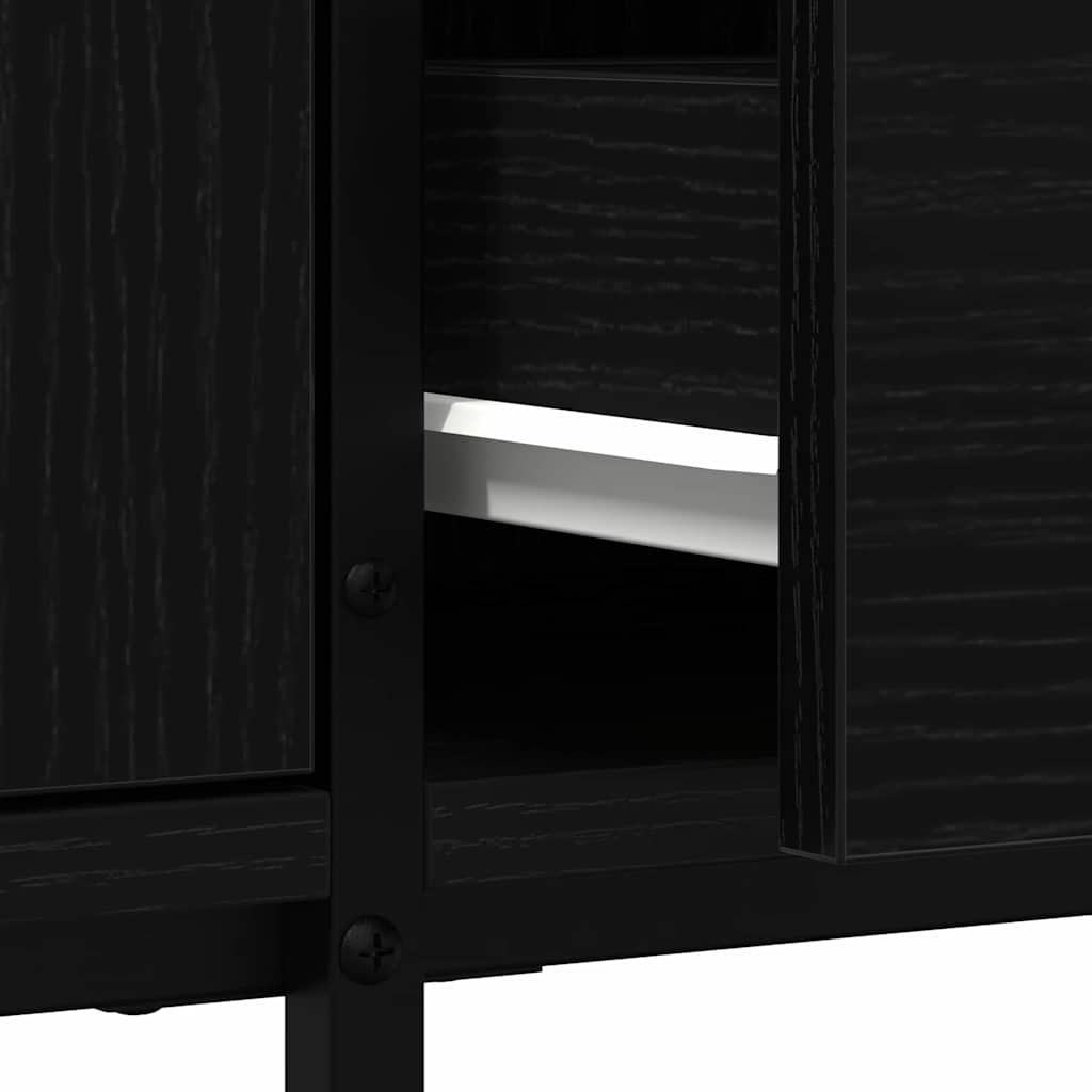 TV-Møbel Svart Eik TV-benk med skuff 200x25x44 cm
