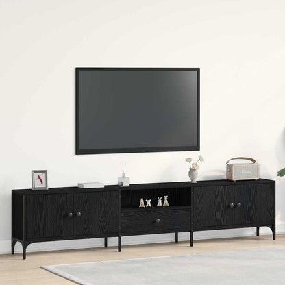TV-Møbel Svart Eik TV-benk med skuff 200x25x44 cm