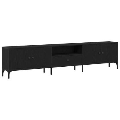 TV-Møbel Svart Eik TV-benk med skuff 200x25x44 cm