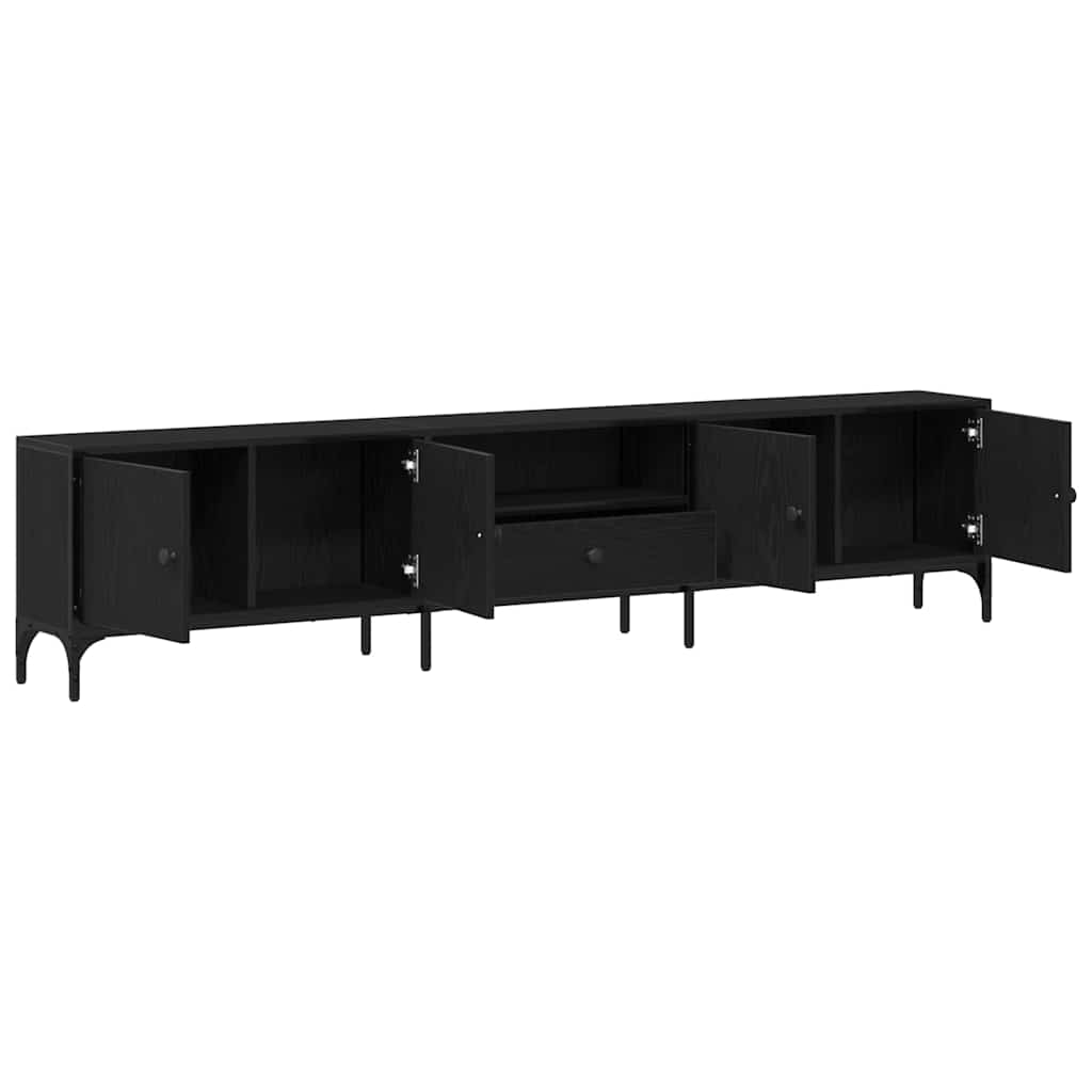 TV-Møbel Svart Eik TV-benk med skuff 200x25x44 cm