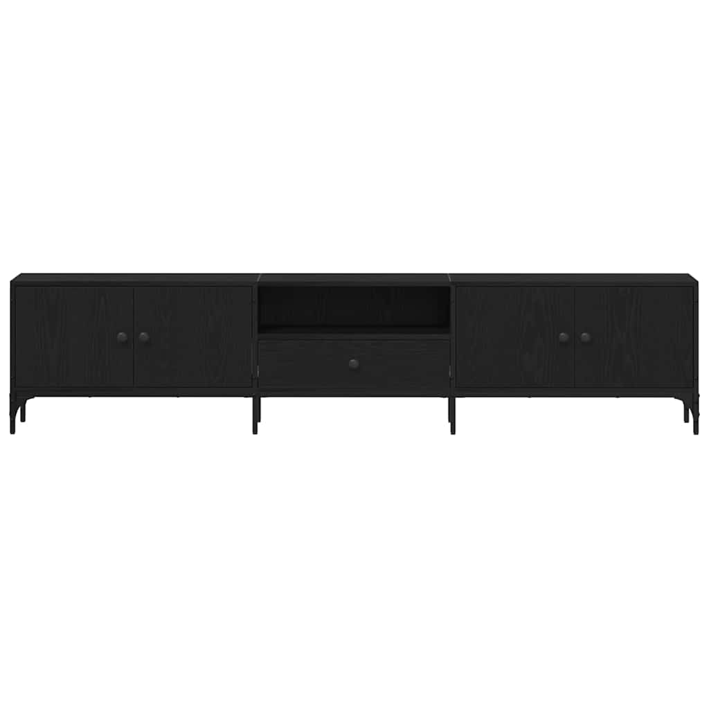 TV-Møbel Svart Eik TV-benk med skuff 200x25x44 cm