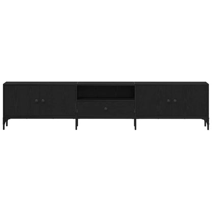 TV-Møbel Svart Eik TV-benk med skuff 200x25x44 cm
