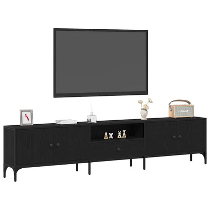TV-Møbel Svart Eik TV-benk med skuff 200x25x44 cm