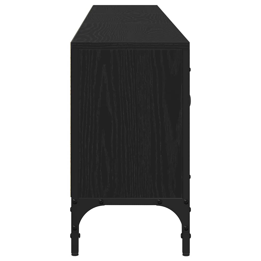 TV-Møbel Svart Eik TV-benk med skuff 200x25x44 cm