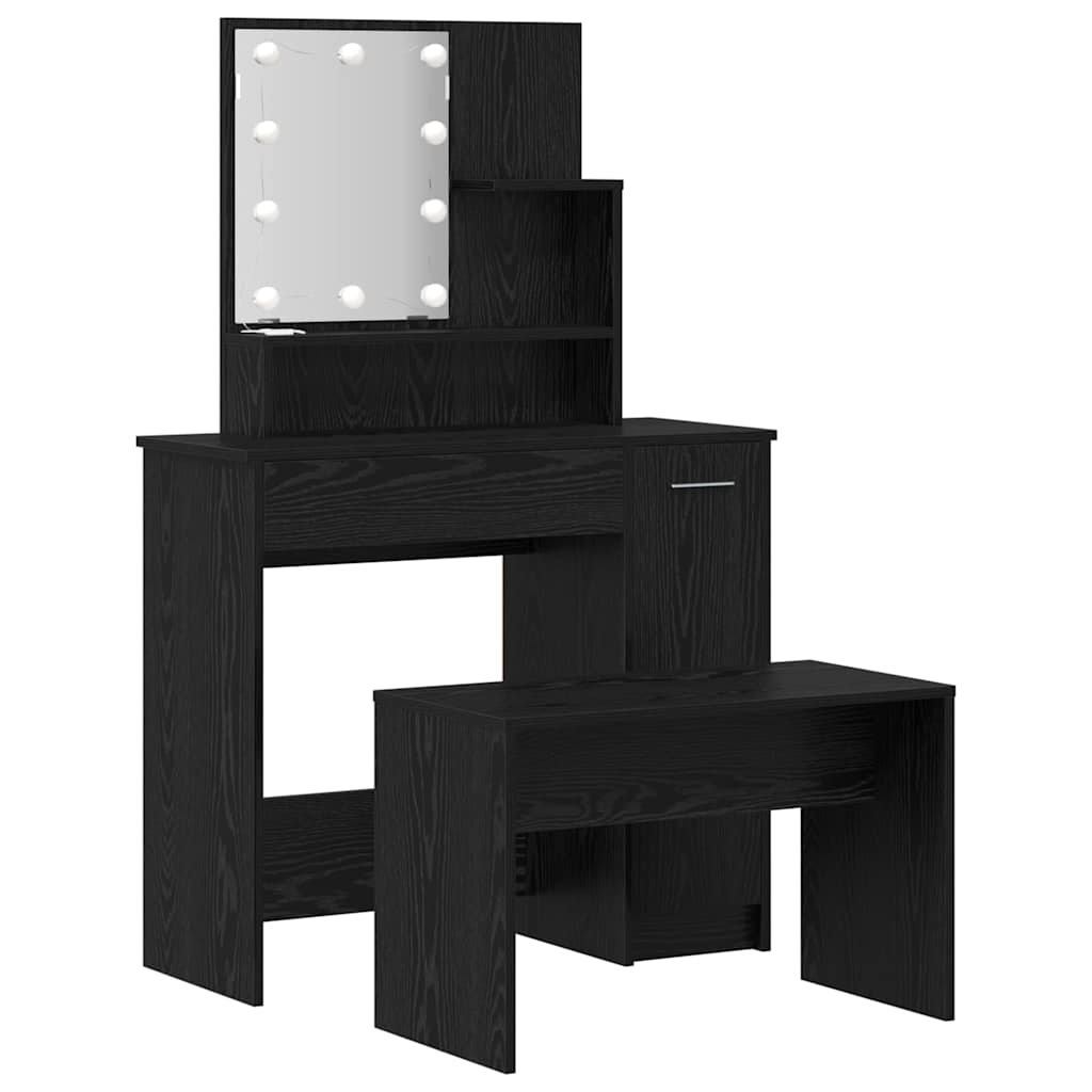 Sminkebordsett Svart eik 86.5 x 35 x 136 cm Konstruert tre