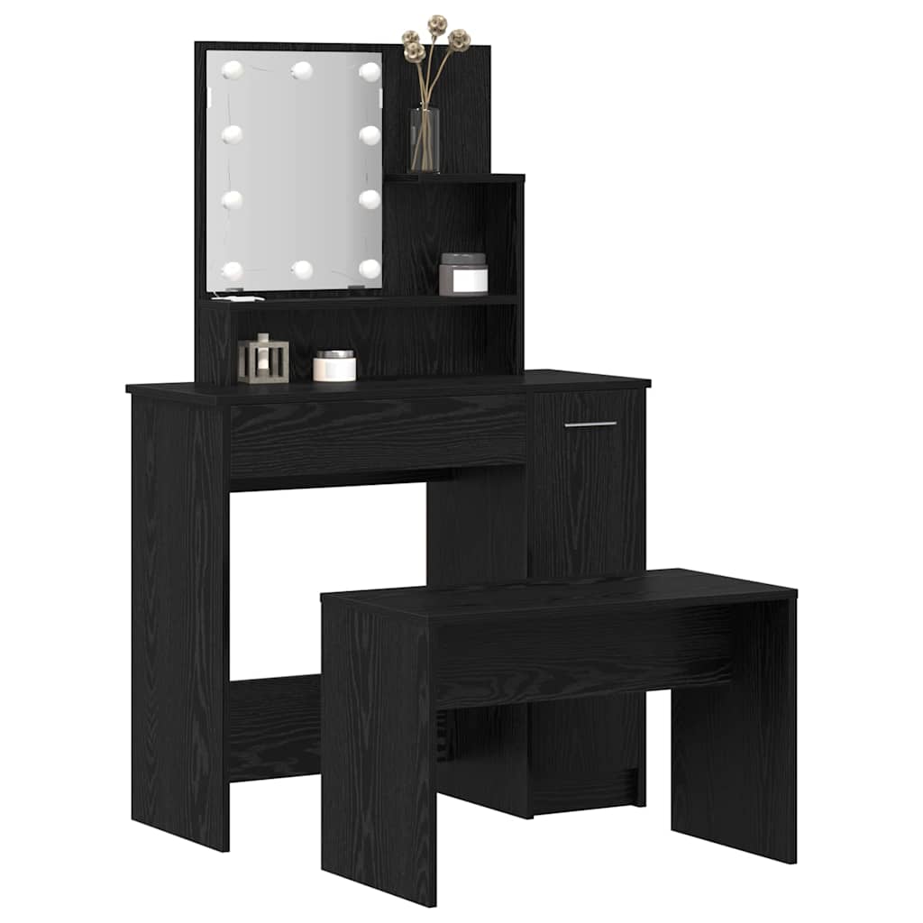 Sminkebordsett Svart eik 86.5 x 35 x 136 cm Konstruert tre