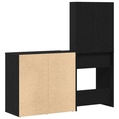 Sminkebord LED Svart Eik 140 x 40 x 140 cm