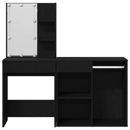Sminkebord LED Svart Eik 140 x 40 x 140 cm