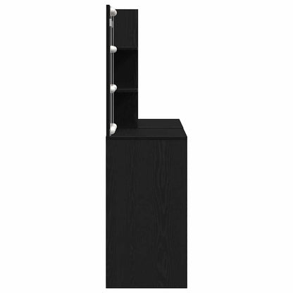 Sminkebord LED Svart Eik 140 x 40 x 140 cm