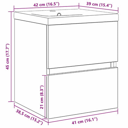 Servantskap Baderom Veggmontert Svart Eik 41 x 39 x 62 cm
