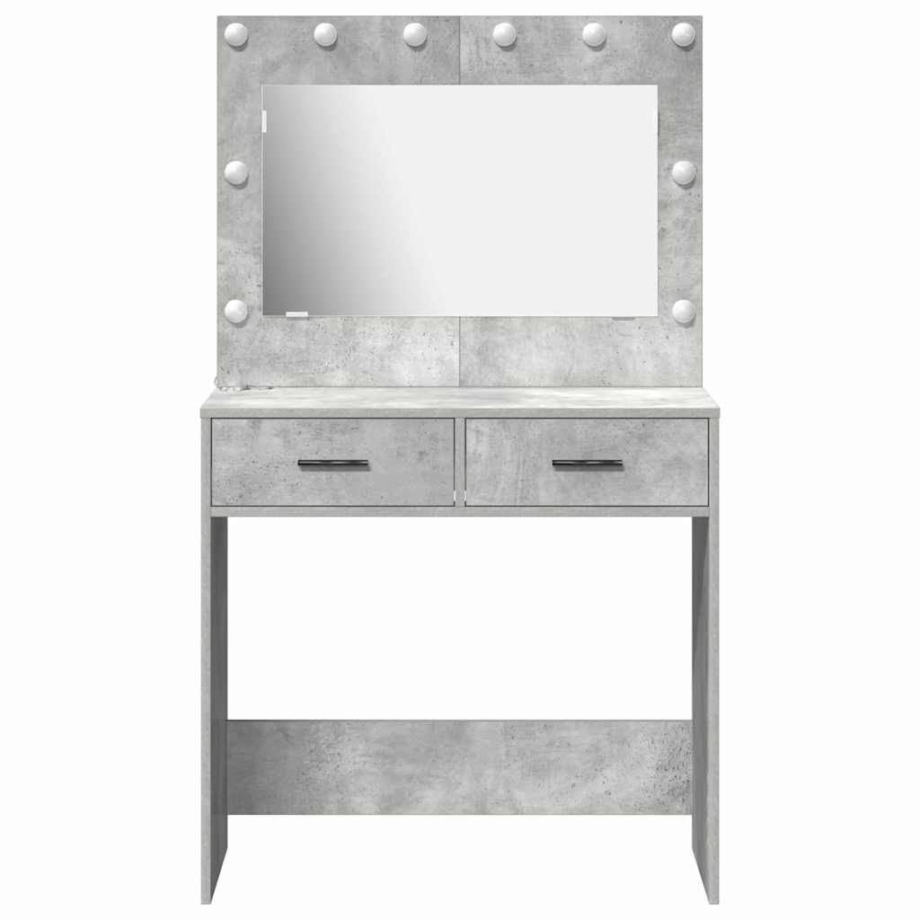 Sminkebord Betonggrå LED 78,5x41x135 cm