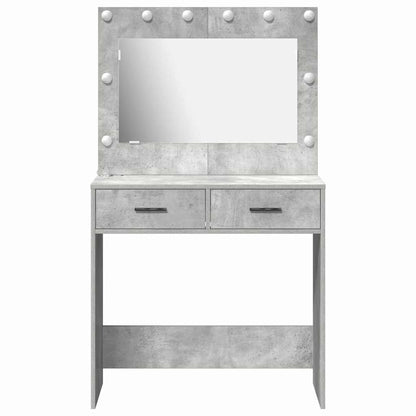 Sminkebord Betonggrå LED 78,5x41x135 cm