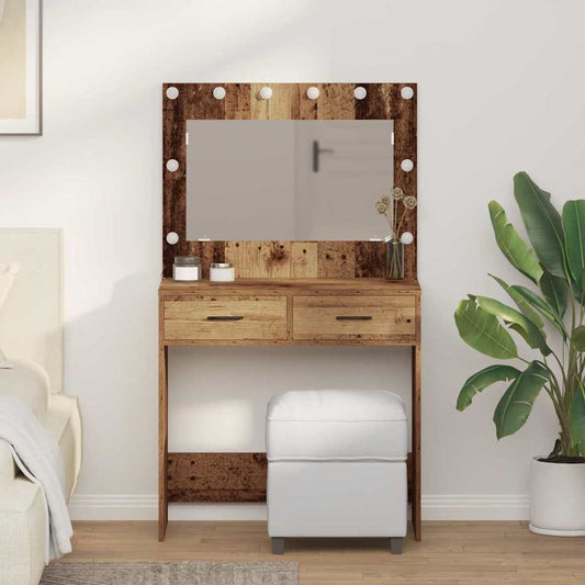 Smykkebord med LED-lys Gammel Tre 78,5x41x135 cm