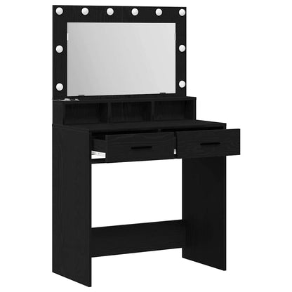 Sminkebord Svart Eik LED 79x41x135 cm