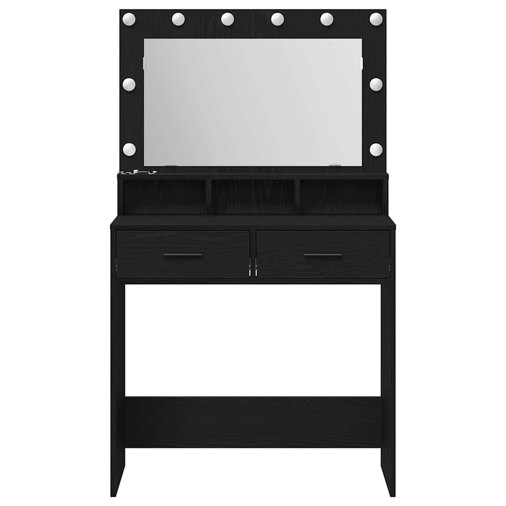 Sminkebord Svart Eik LED 79x41x135 cm