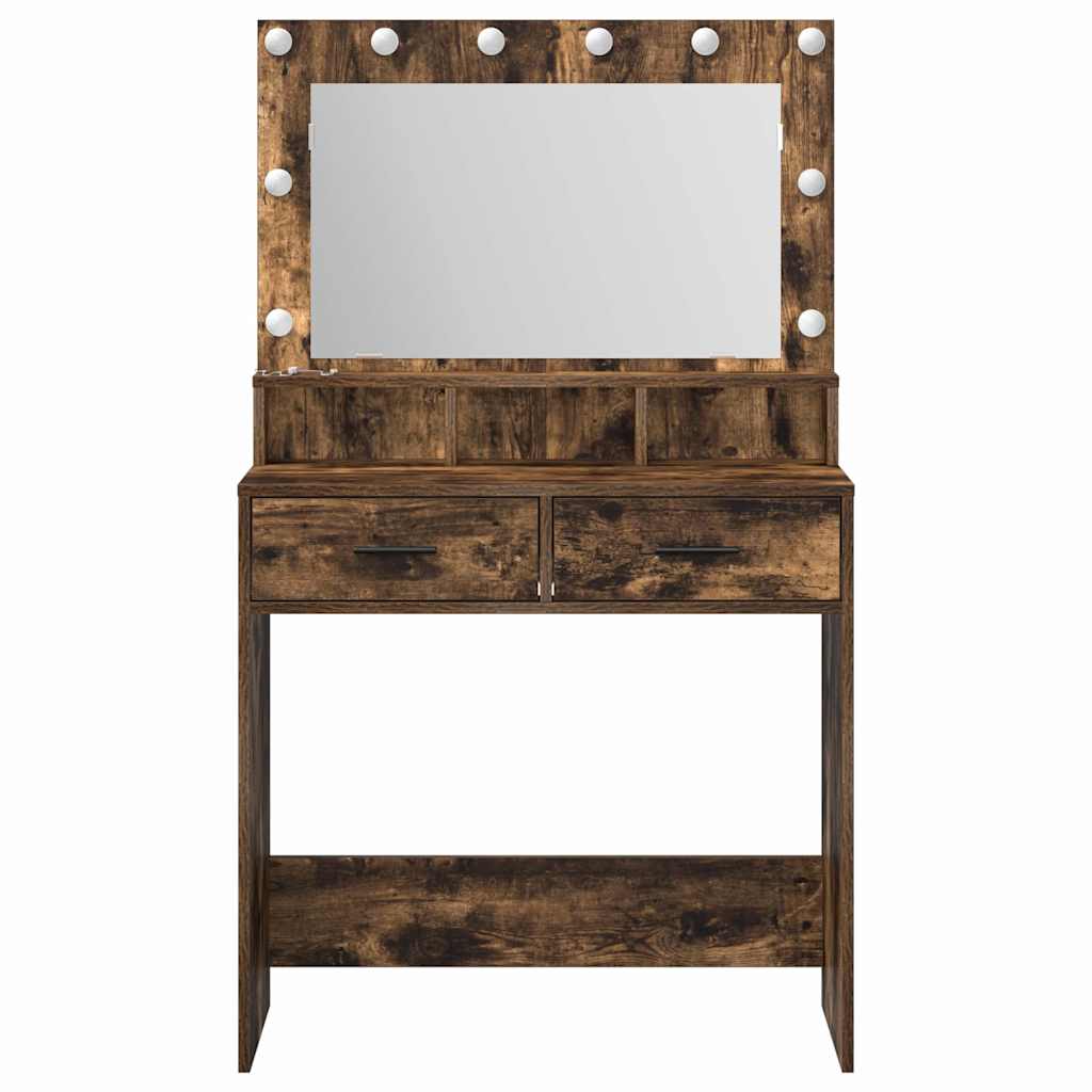 Sminkebord Røkt Eik LED 79x41x135 cm
