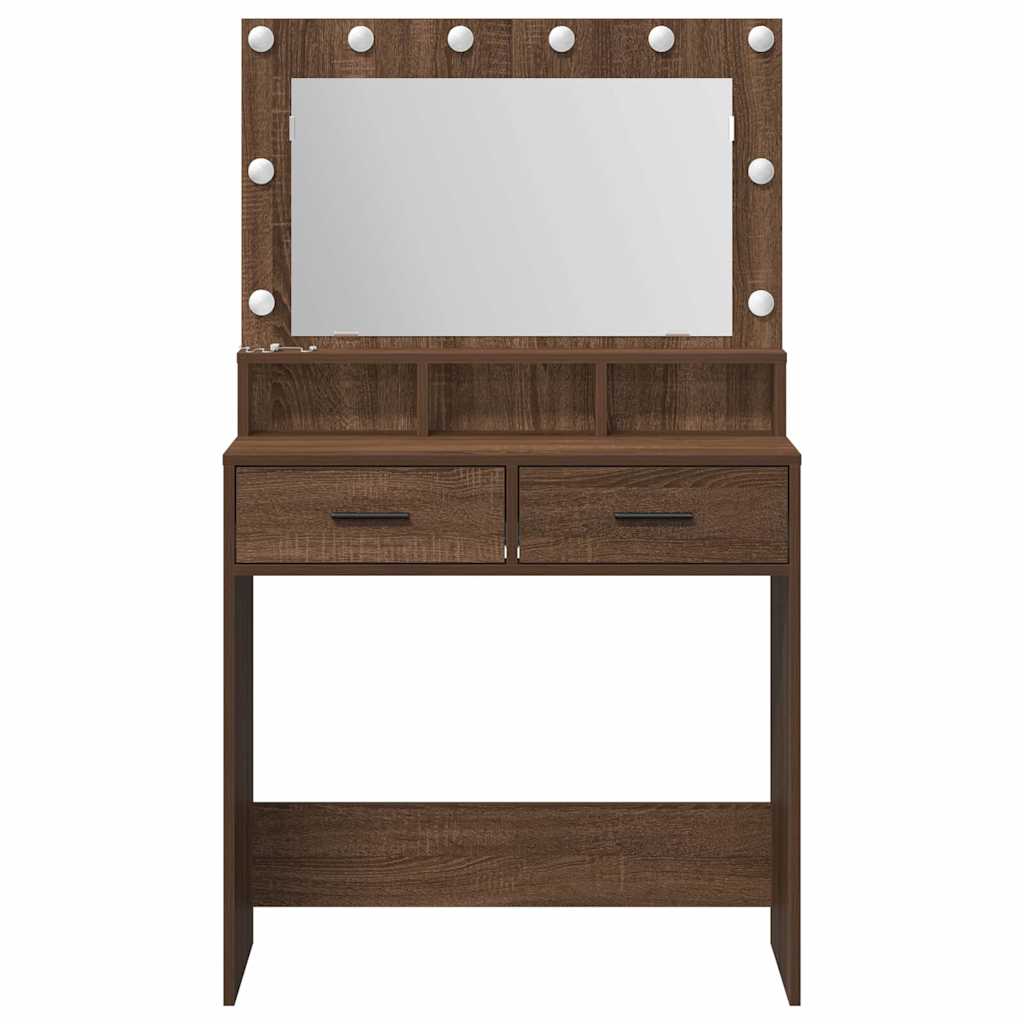 Sminkebord Brun Eik LED 79x41x135 cm