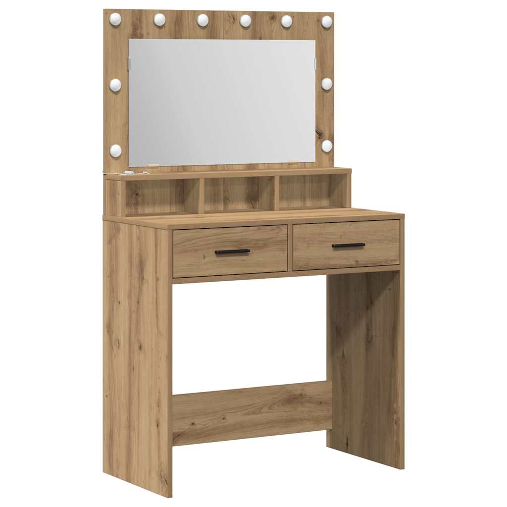 Sminkebord Artisan Eik LED 79x41x135 cm