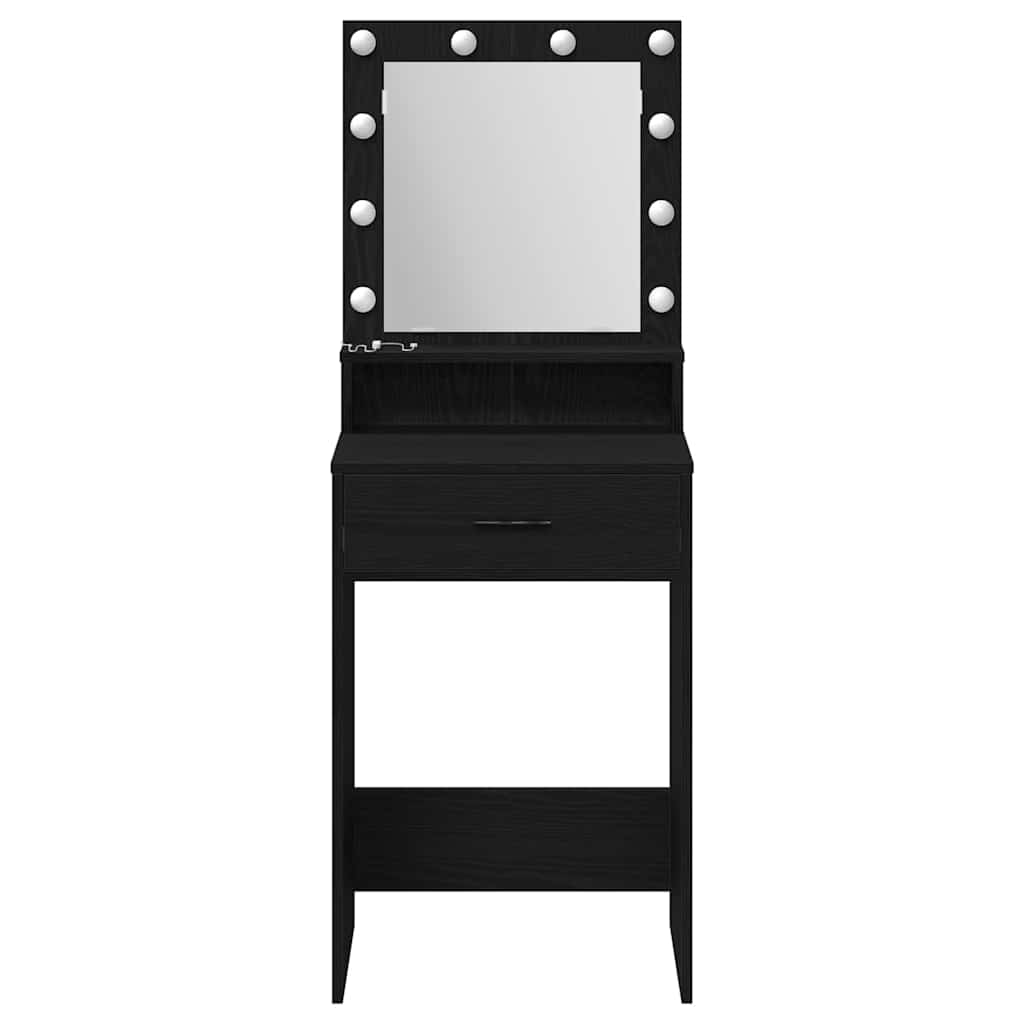 Sminkebord Svart Eik LED 50x41x135 cm