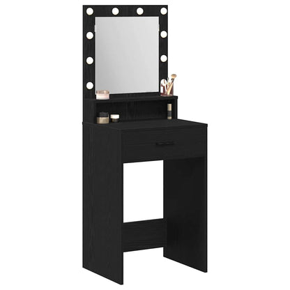 Sminkebord Svart Eik LED 50x41x135 cm