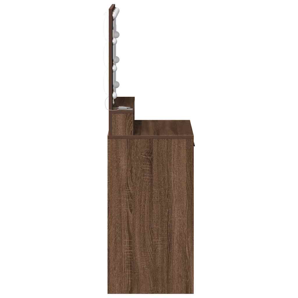 Sminkebord Brun Eik LED 50x41x135 cm