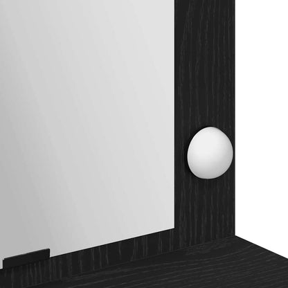 Sminkebord Svart Eik LED 100x41x135 cm